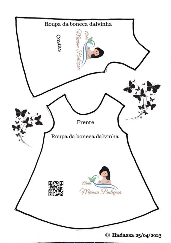 Vestido dupla face para boneca de pano - molde parte 2