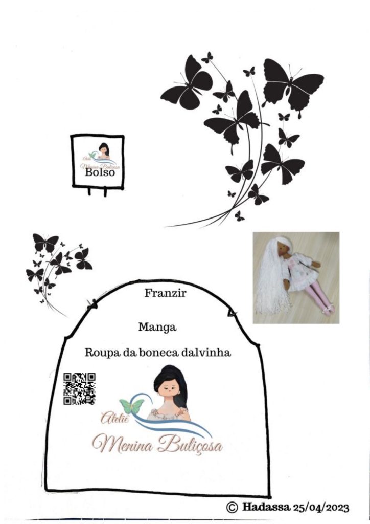 Vestido dupla face para boneca de pano - molde parte 3