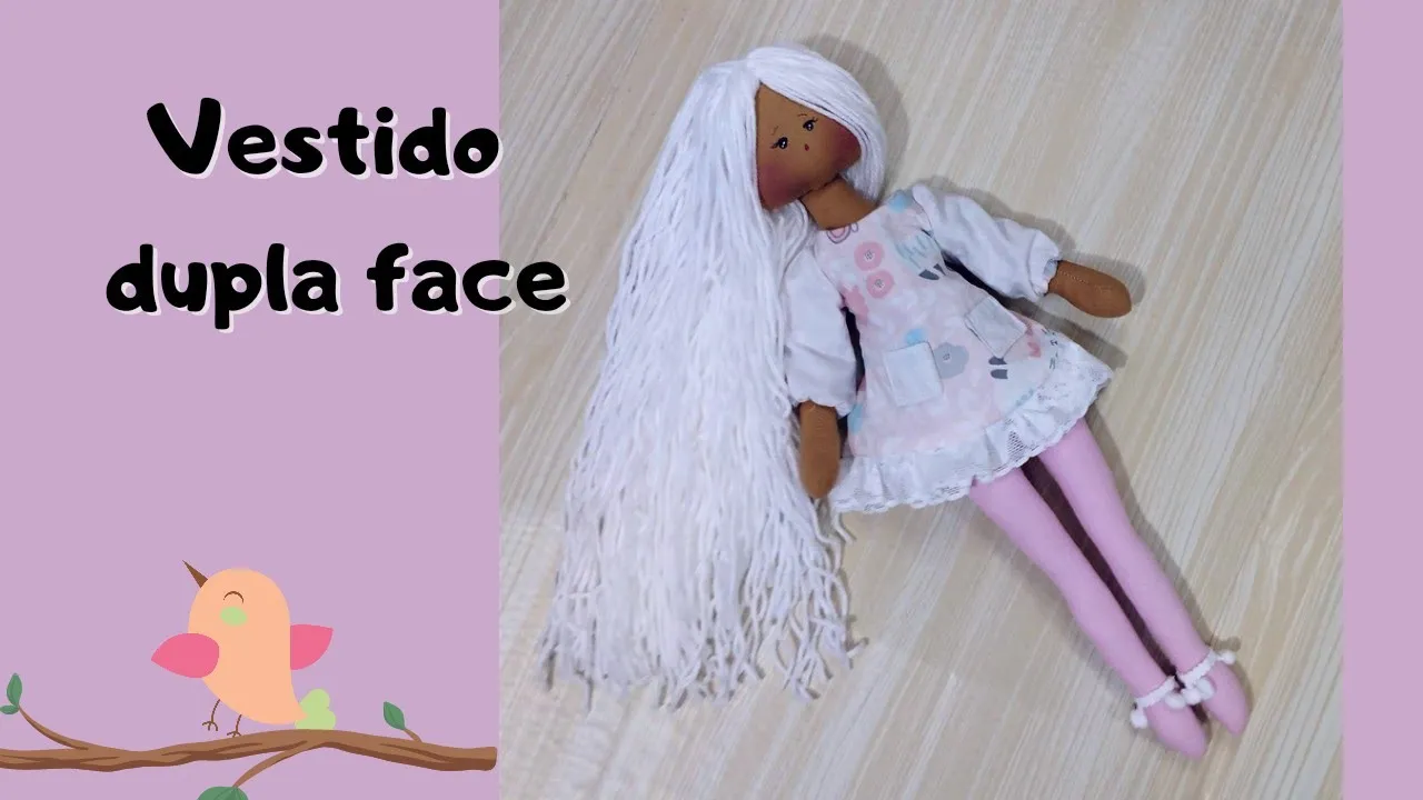Vestido dupla face para boneca de pano