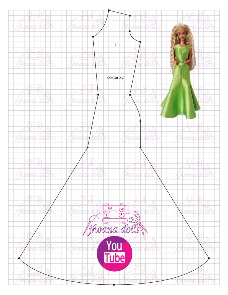 Vestido para Barbie antiga modelo 140 - molde parte 1