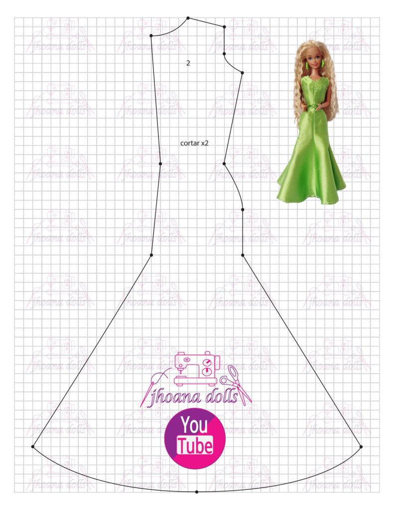 Vestido para Barbie antiga modelo 140 - molde parte 2