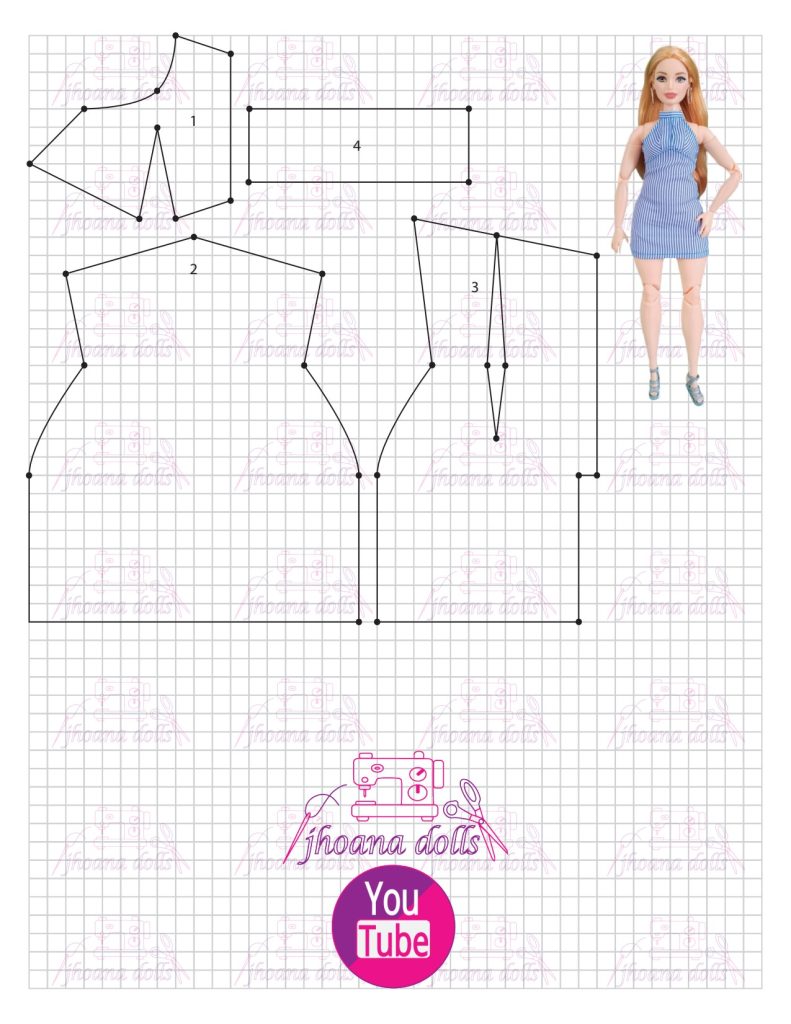 Vestido para Barbie Curvy modelo 48 - molde parte 1