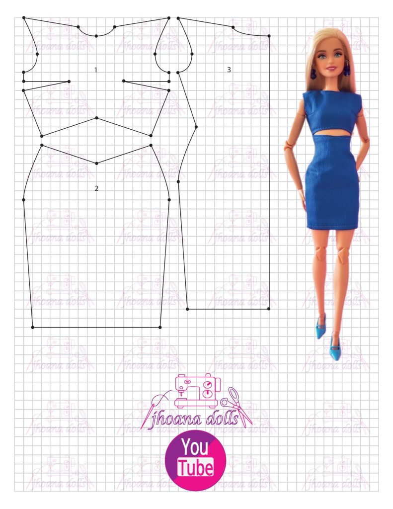 Vestido para Barbie modelo 117 - molde parte 1