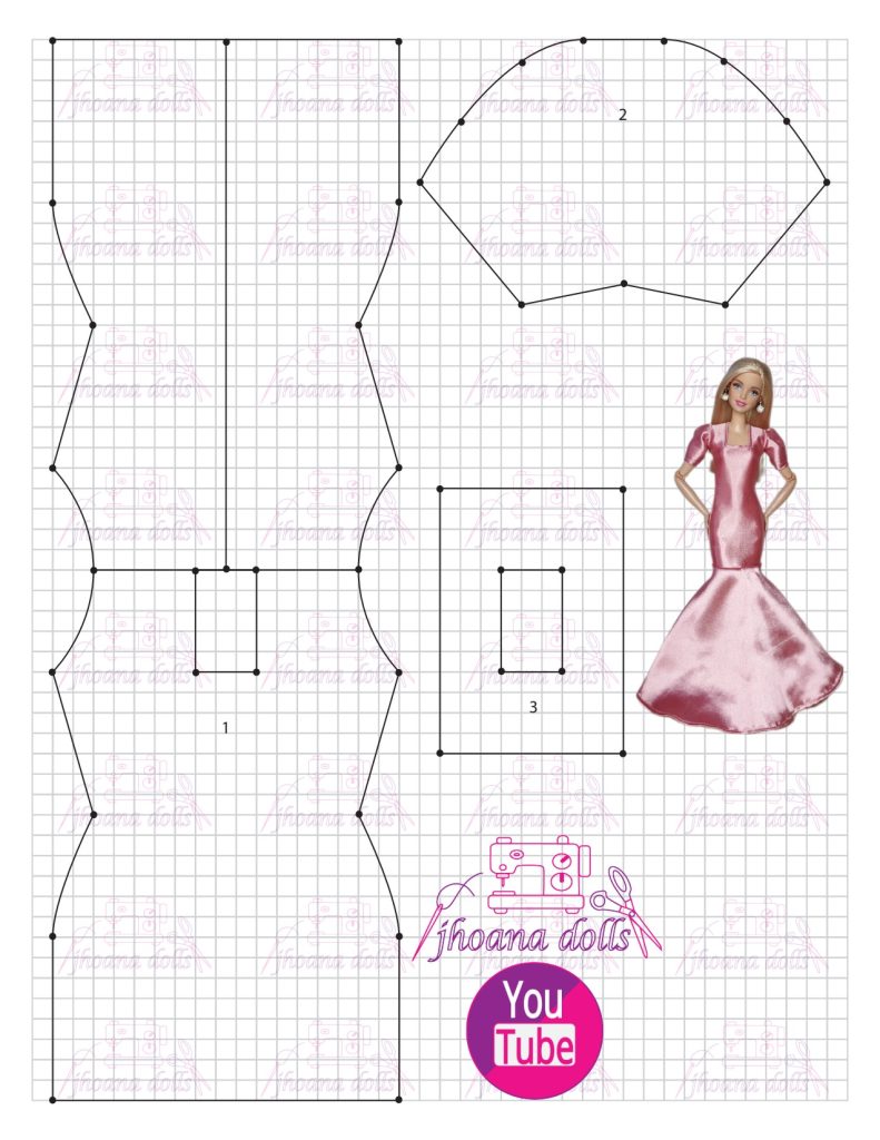Vestido para Barbie modelo 177 - molde parte 1